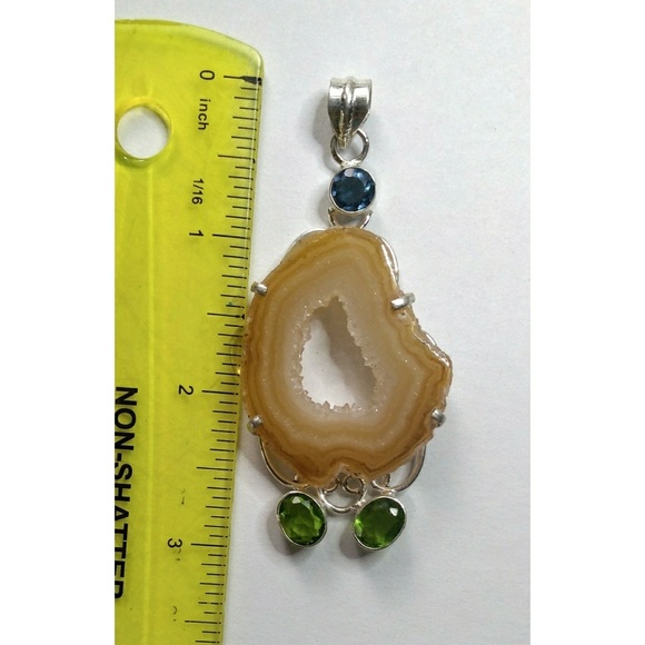 Sterling Silver Gemstone, Geode Large Pendant - Picture 8 of 8